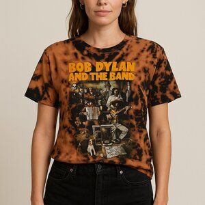 Bob Dylan & The Band Tie Dye T-Shirt-Vintage Styled Band Tee-Size Large-A014